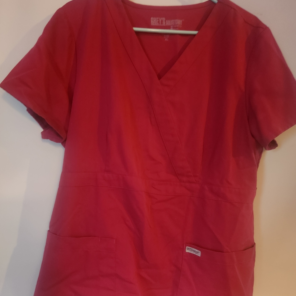Grey's Anatomy Women's Red Scrub Top